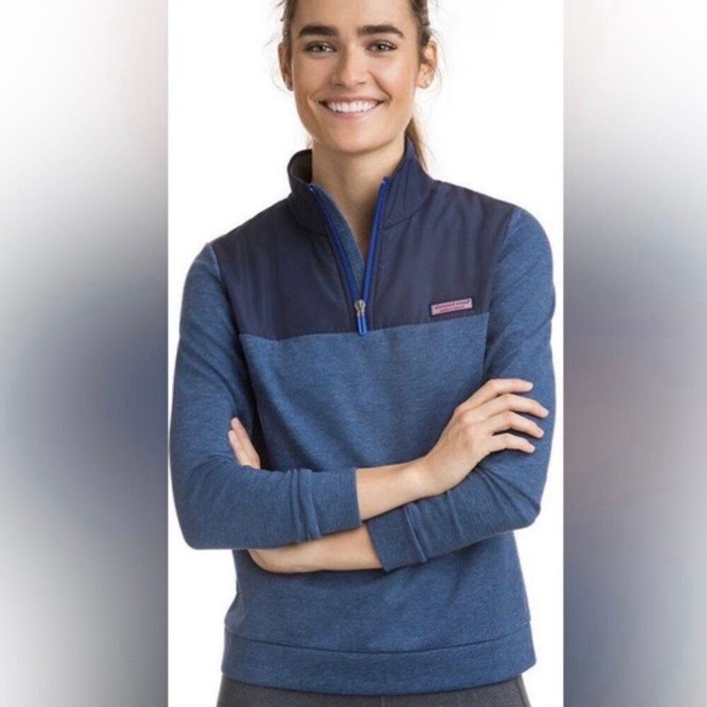 Vineyard Vines Women's Blue Quarter-Zip Pullover Jacket Size‎ M